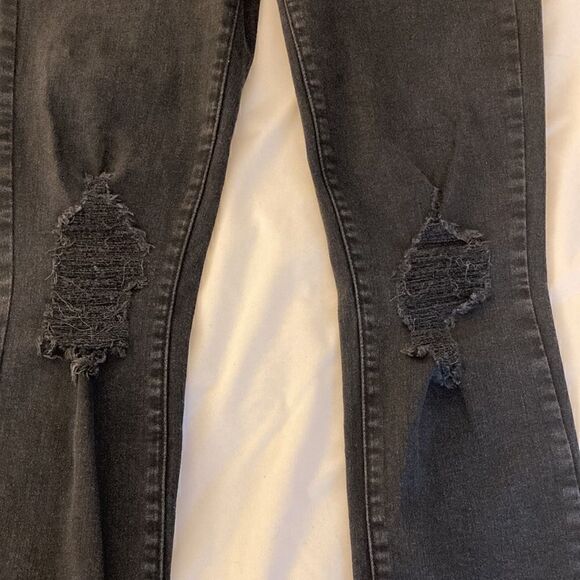 L’Agence Margot Black Distressed High Rise Skinny Jeans in Zinc Destruct. Sz  27 - Picture 6 of 8